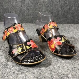 Spring Step L'Artiste Sandals Womens Size 7.5-8 Ozuna Floral Slide Block Heel